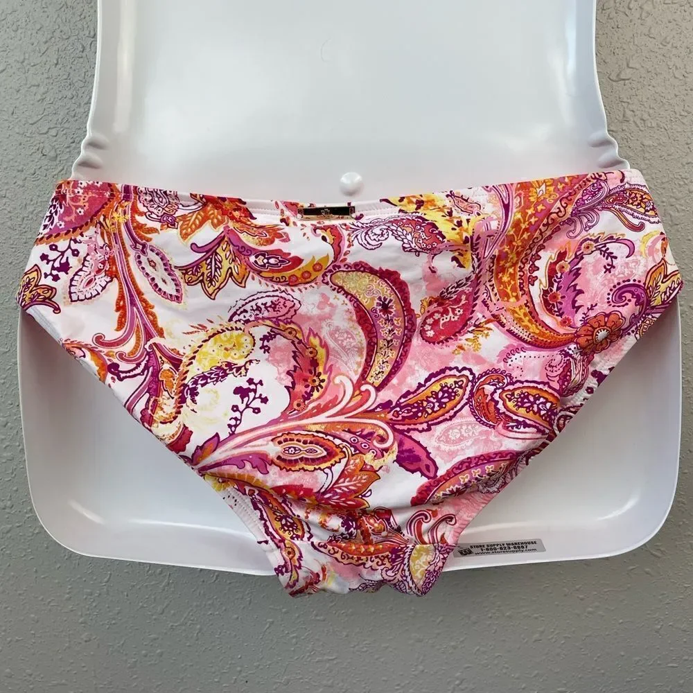 NWT Lauren Ralph Lauren Pink Paisley Swim Bottoms